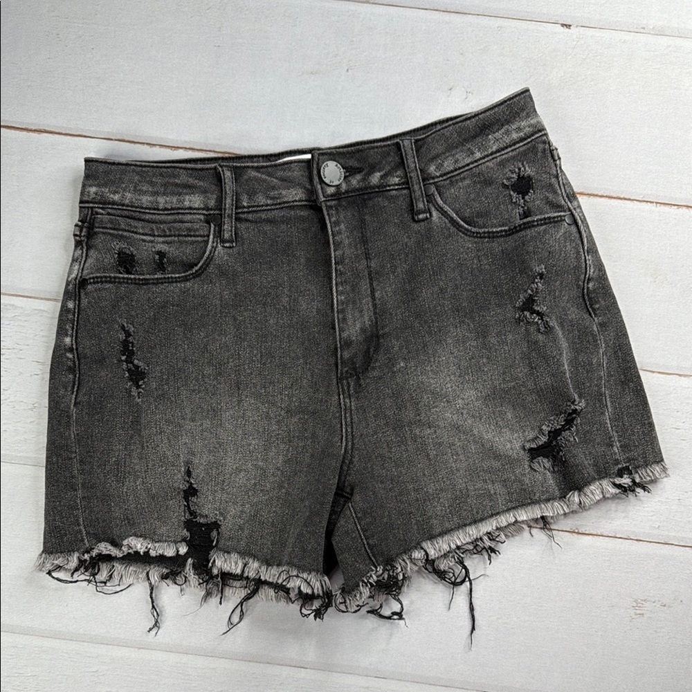 Articles Of Society Black Distressed Jean Shorts High-Waisted Frayed Size 25